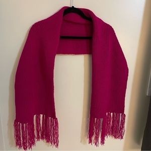 FUCHSIA Pink Thick  Fringe Scarf